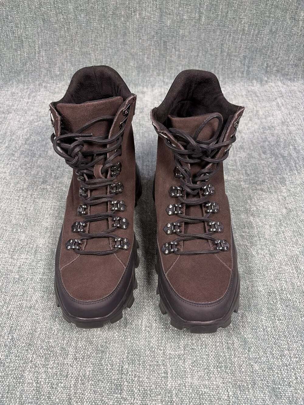 Karl Lagerfeld Paris Men's Suede Lug Sole Lace-Up Work Boots Brown Size 10